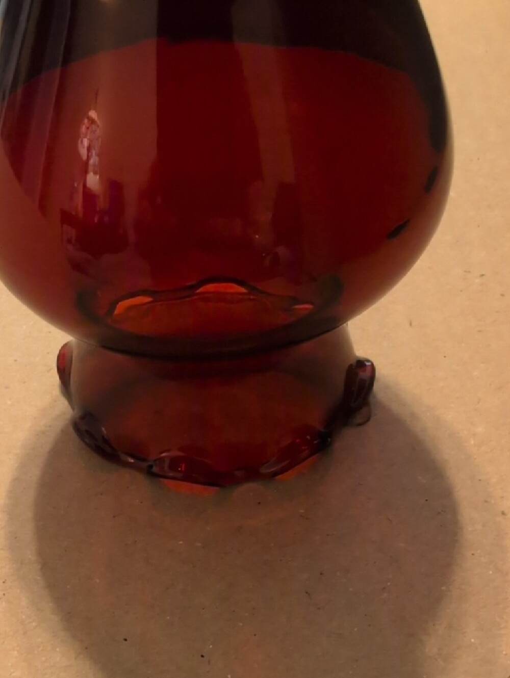 Anchor Hocking Ruby Red Ruffled Glass Vase Vintage - Picture 4 of 8